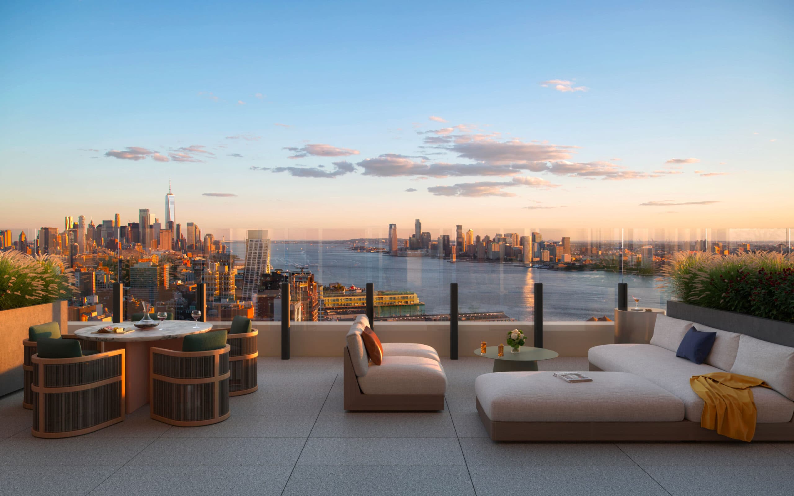 42nd-Floor Sky Terrace with South-facing View of Manhattan