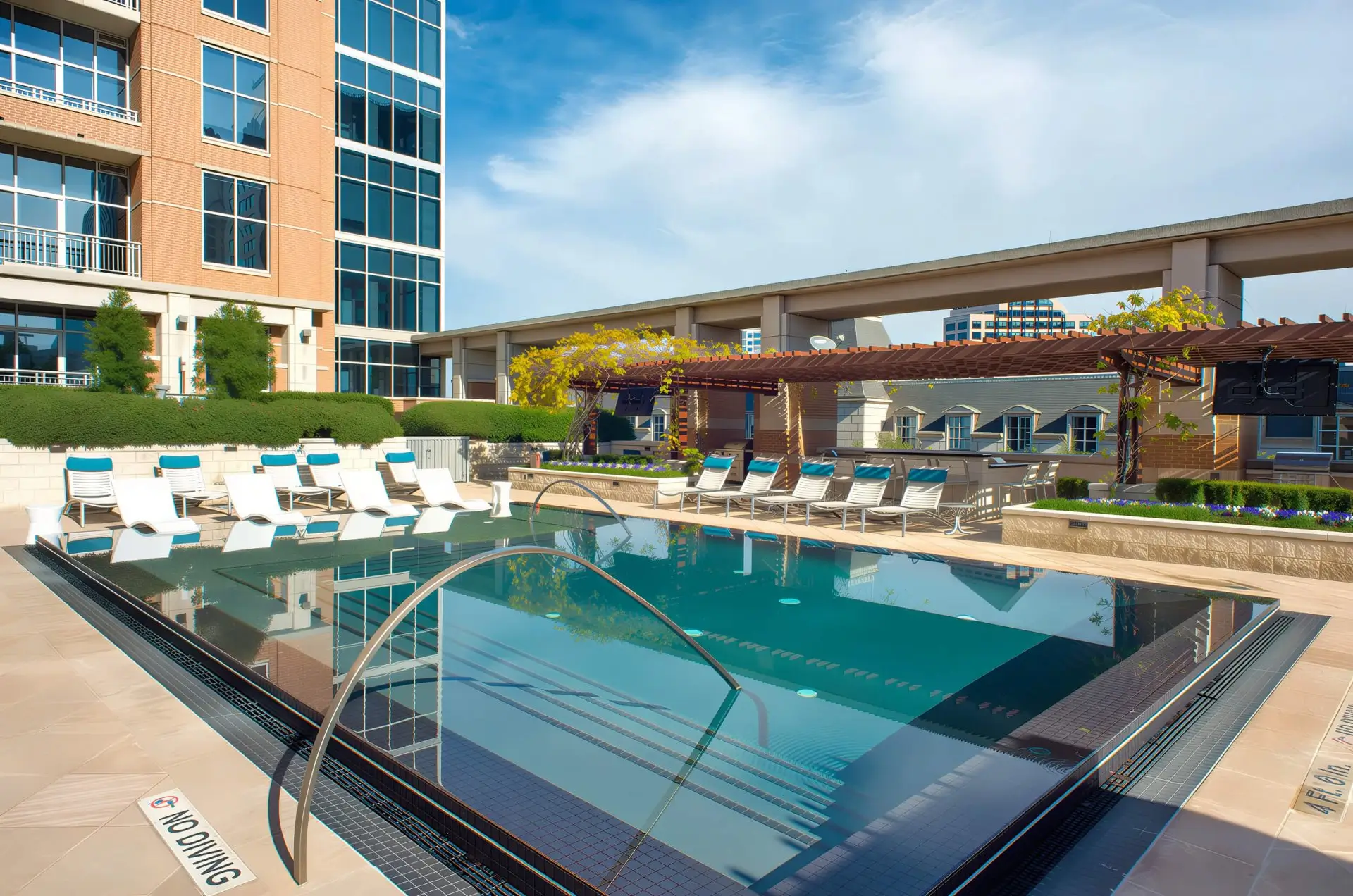 Rooftop pool with skyline