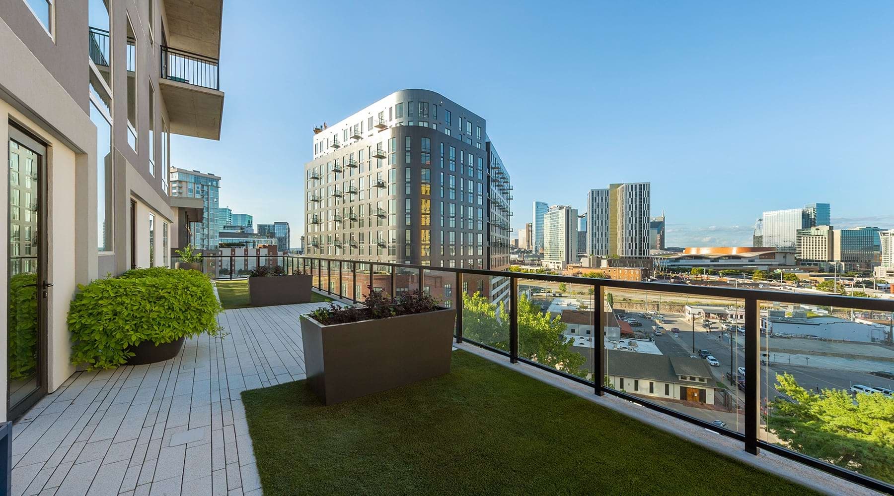 Aspire Gulch grass area with view of Nashville