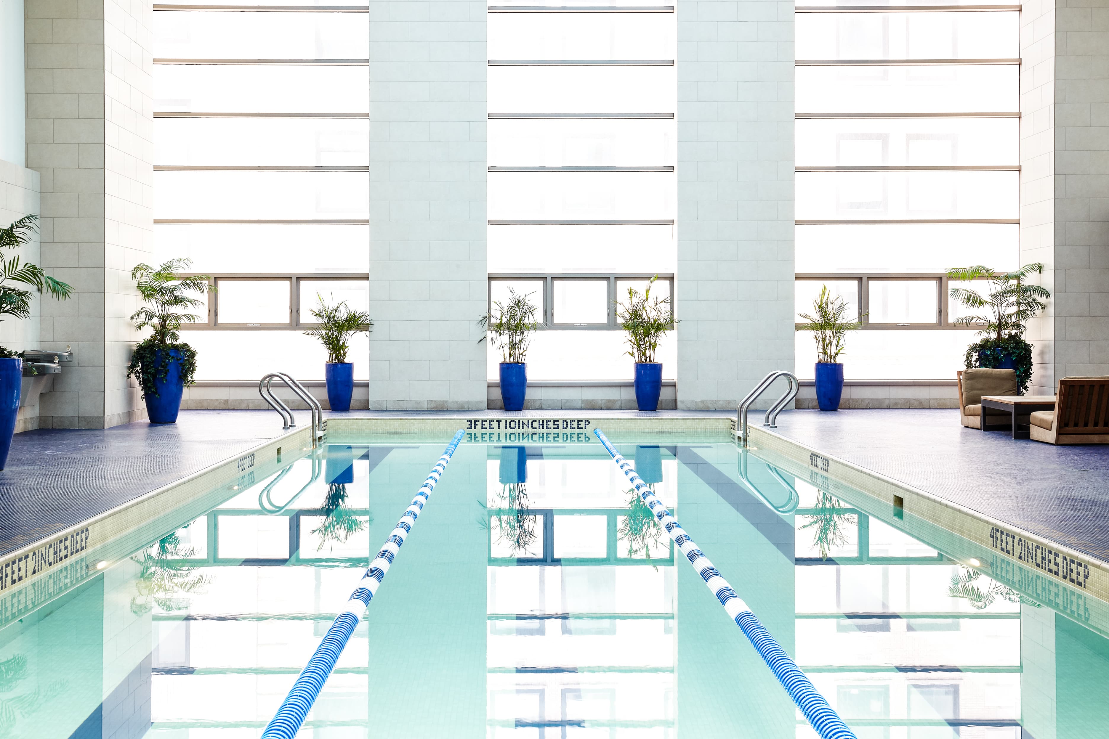 Indoor swimming pool at 2 Gold Street, a TF Cornerstone residential building in the Financial District.