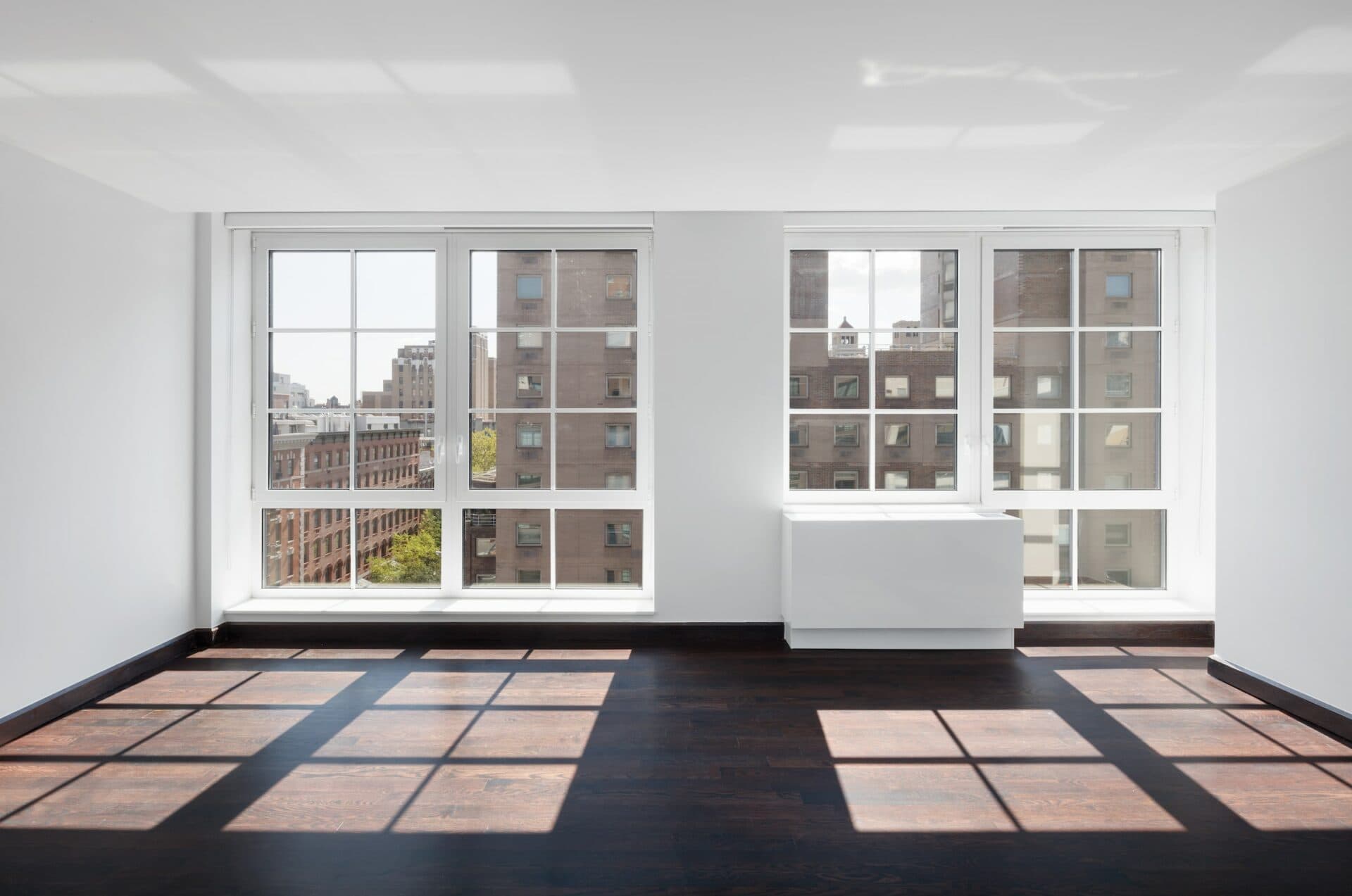 Large windows in the living room at the Nathaniel
