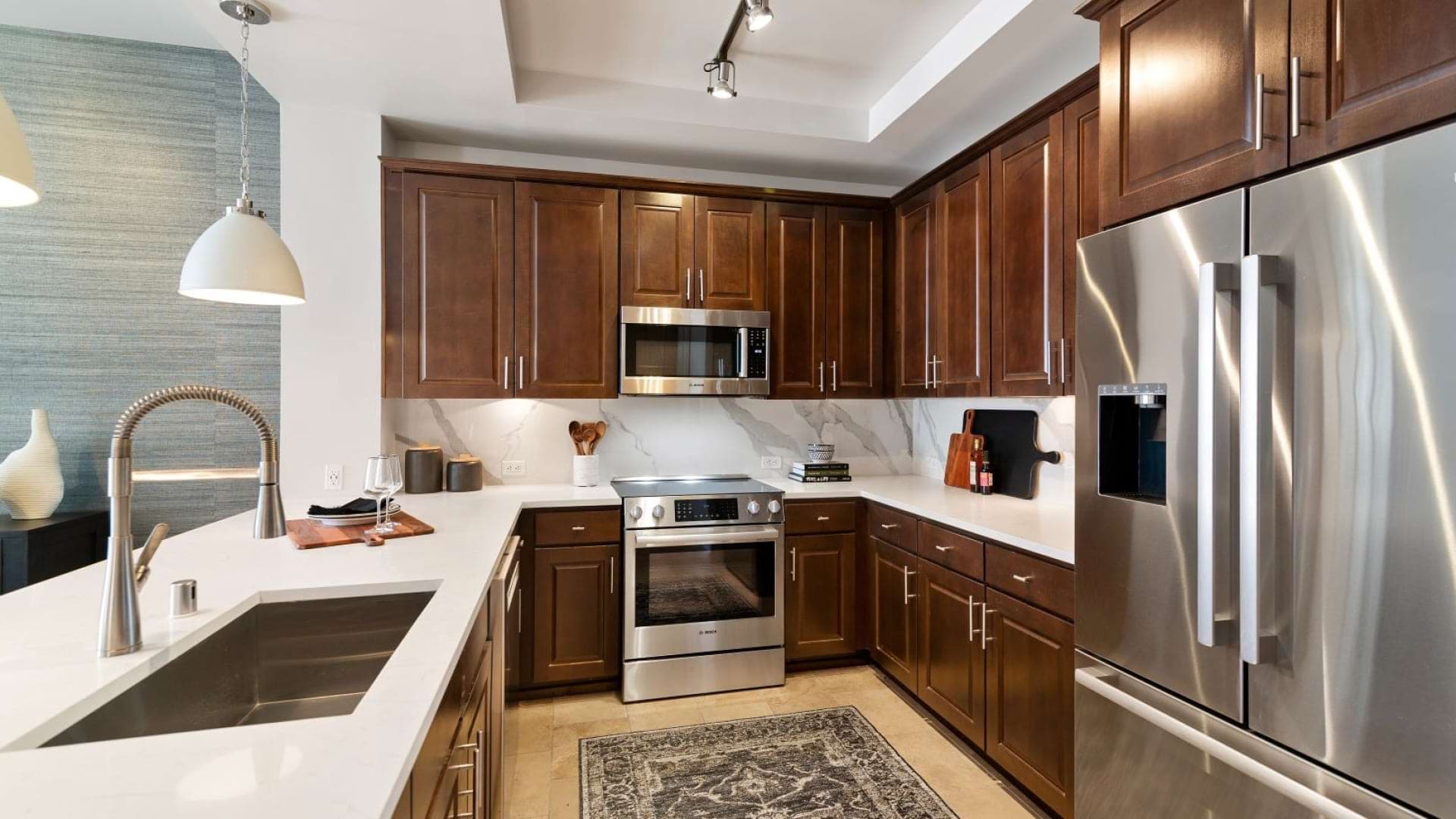 Kitchen with Sleek Countertops in Our Luxury Apartments in Uptown Dallas, TX