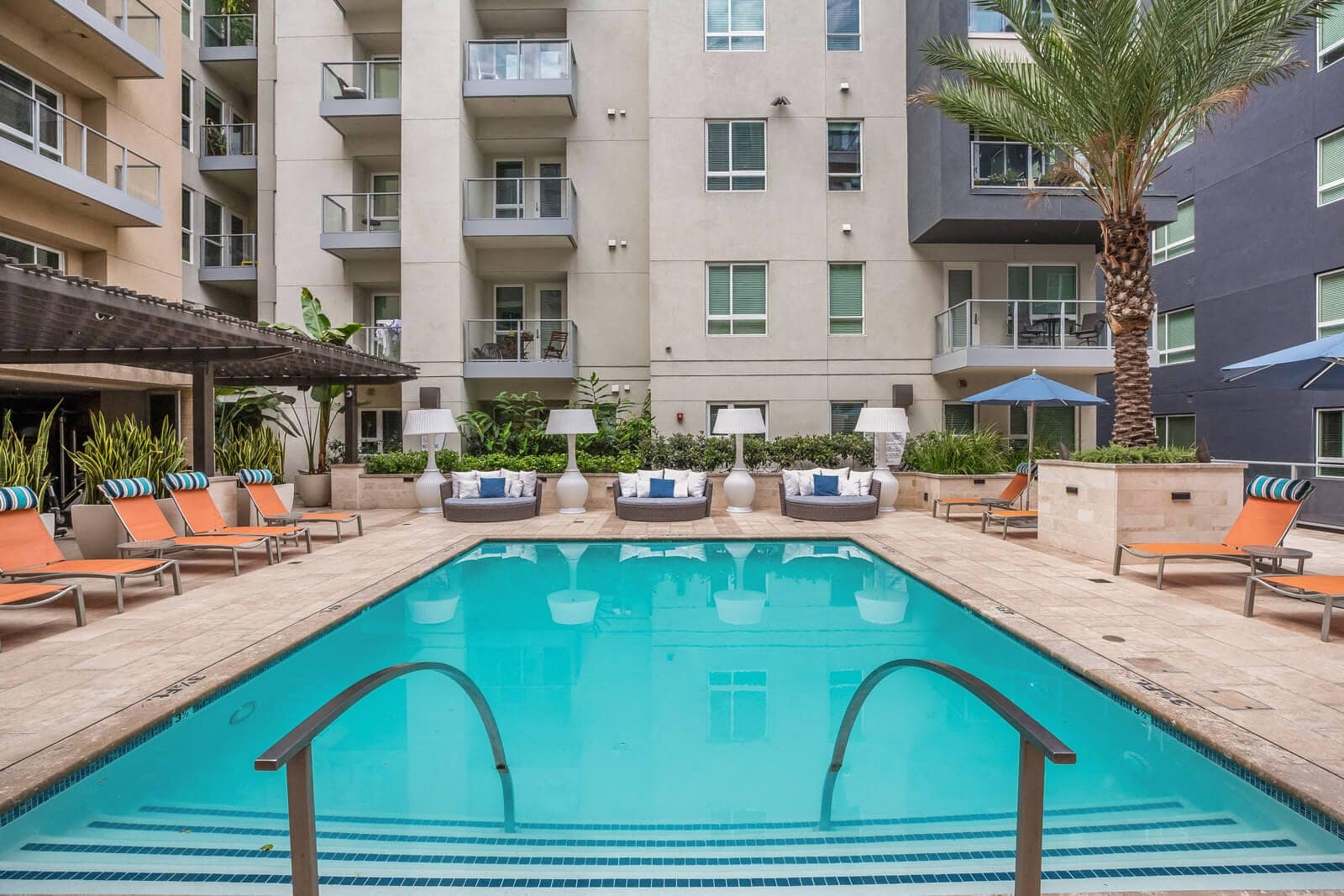 Cabanas and poolside lounge areas