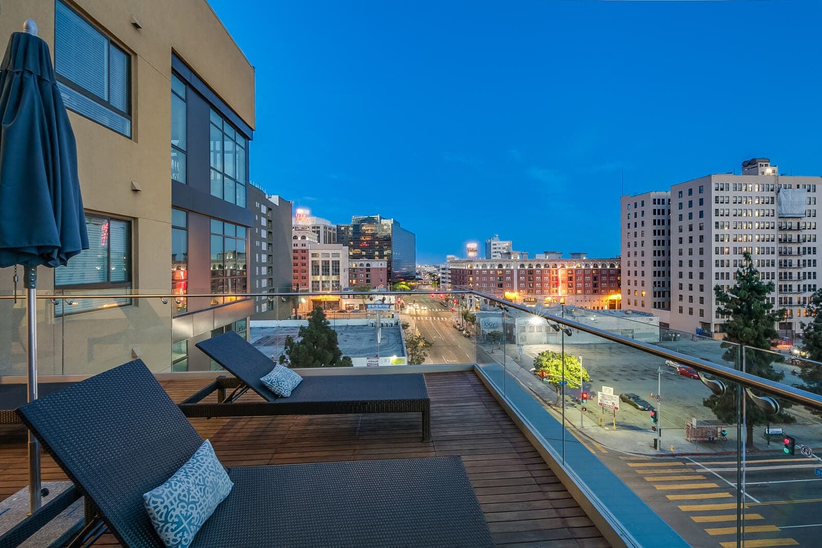 Sunbath or take in the evening lights on the rooftop deck