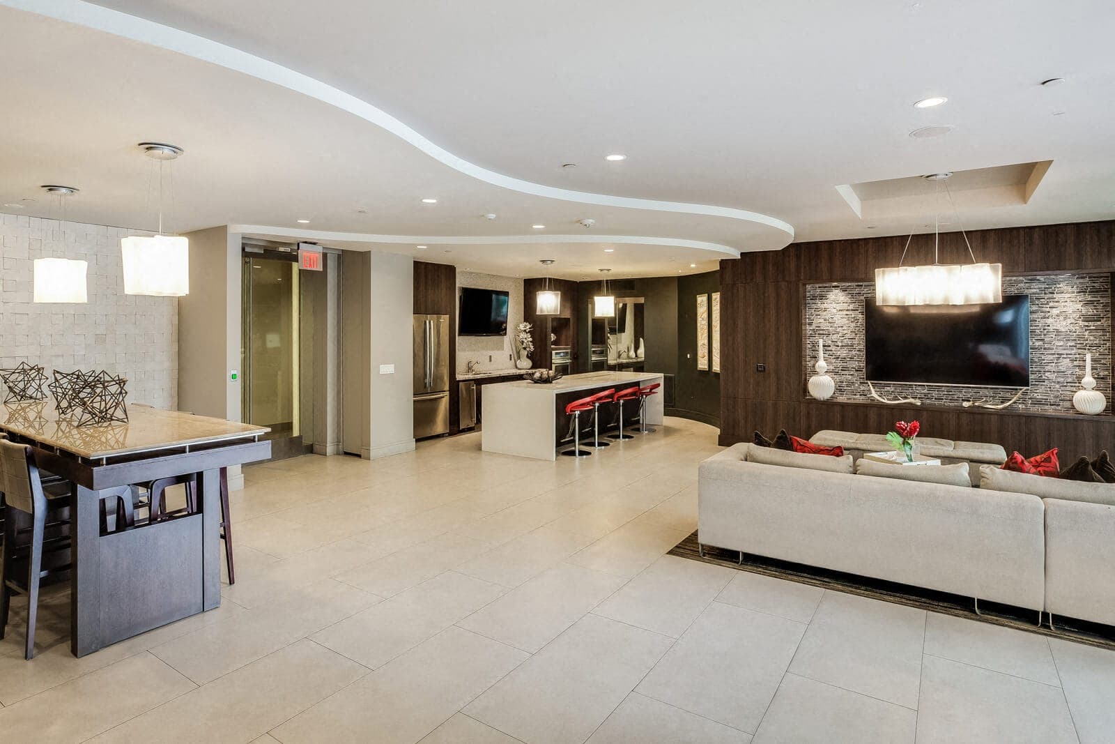 Resident lounge with full kitchen