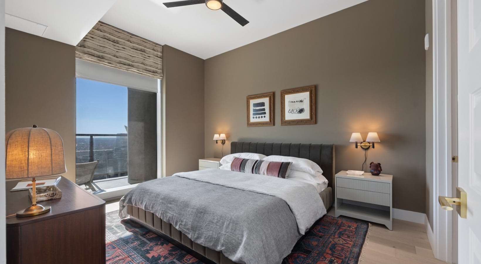 Spacious bedroom with large window