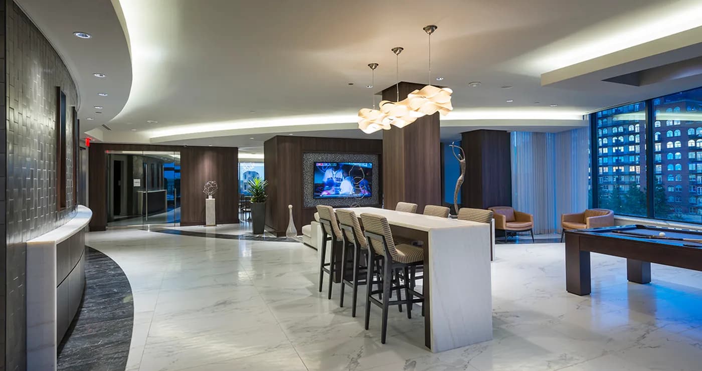 Resident Lounge with Billiards and social gathering area at Hanover Buckhead Village