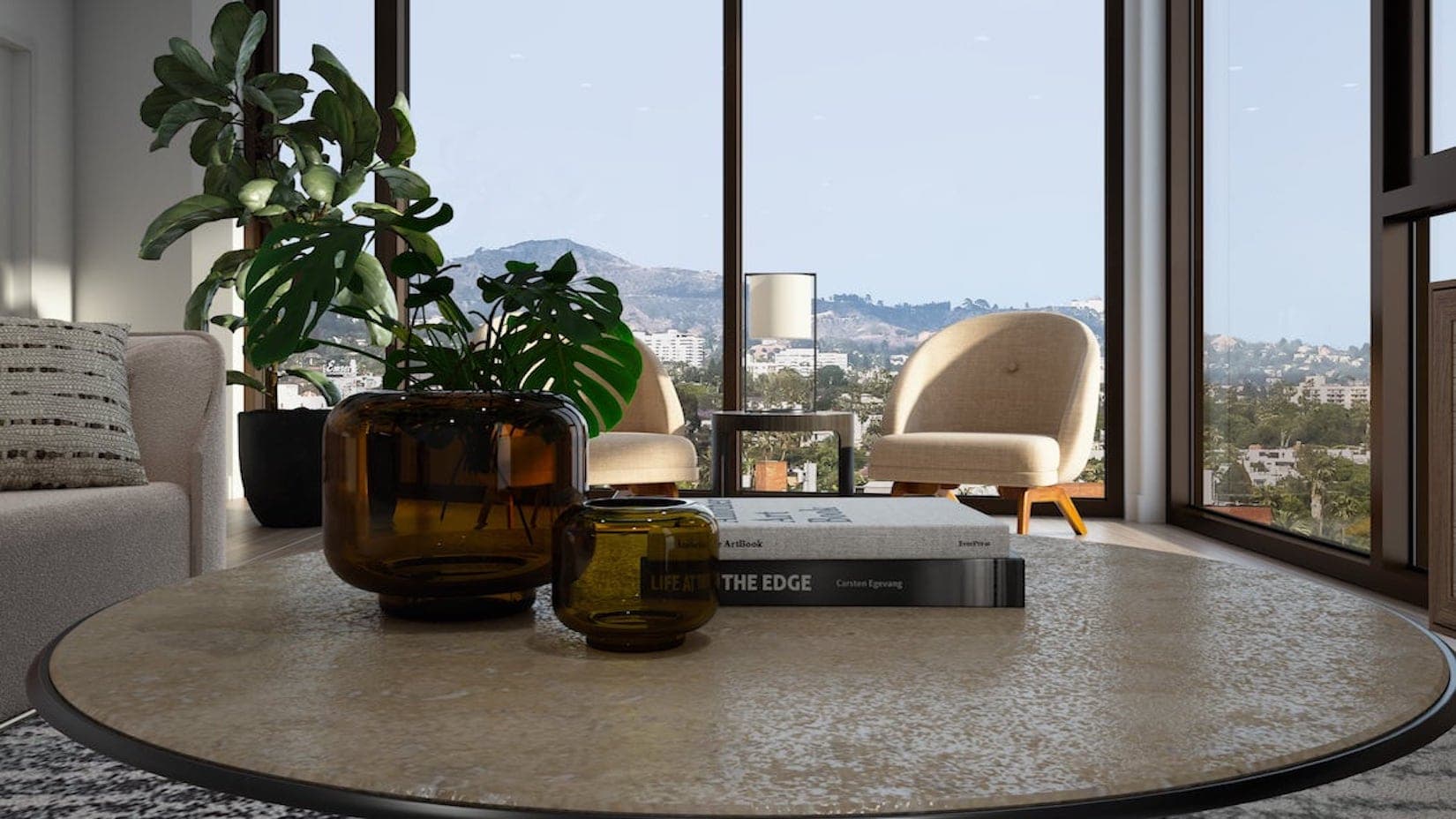 Close-up of living area