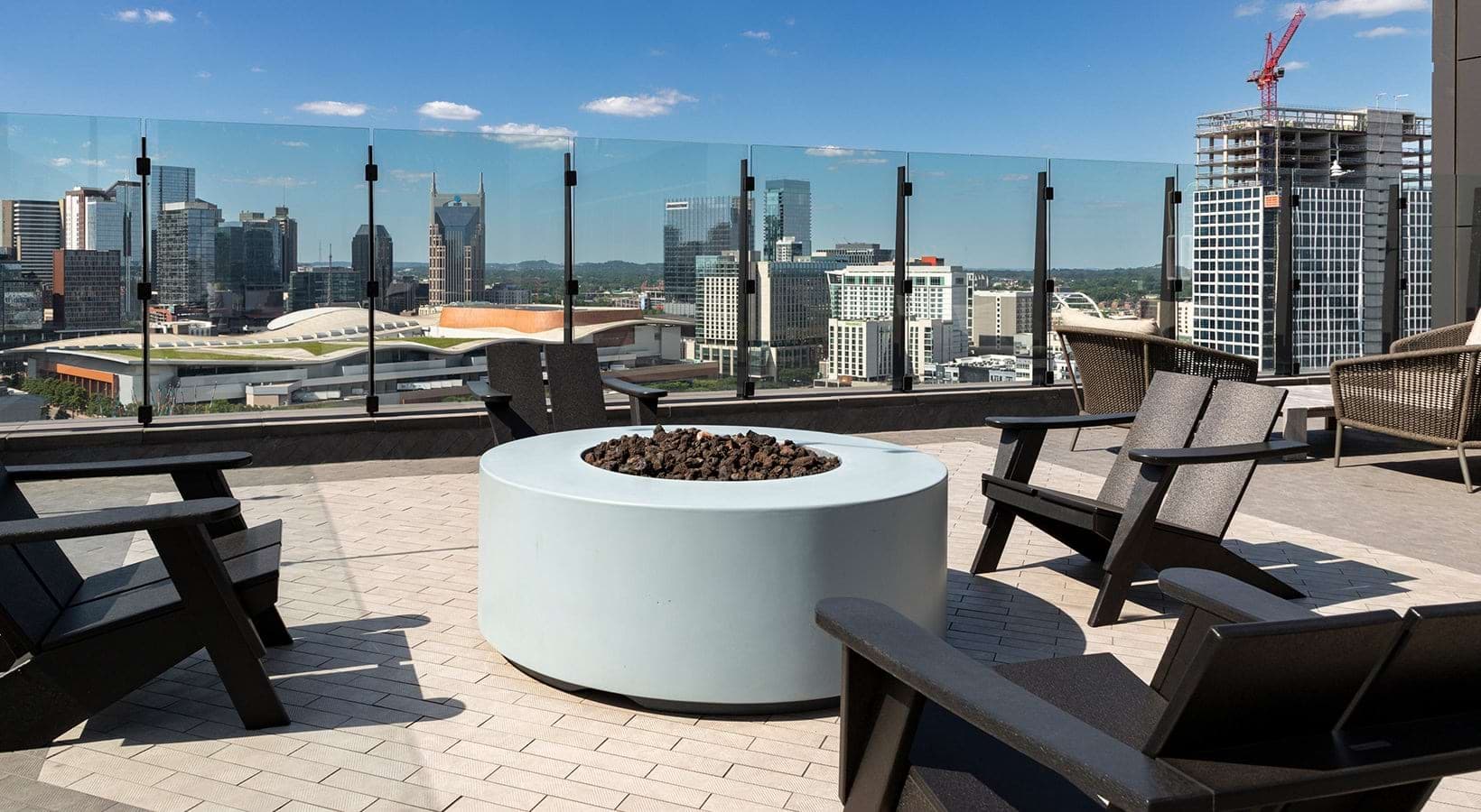 Rooftop firepit with city views