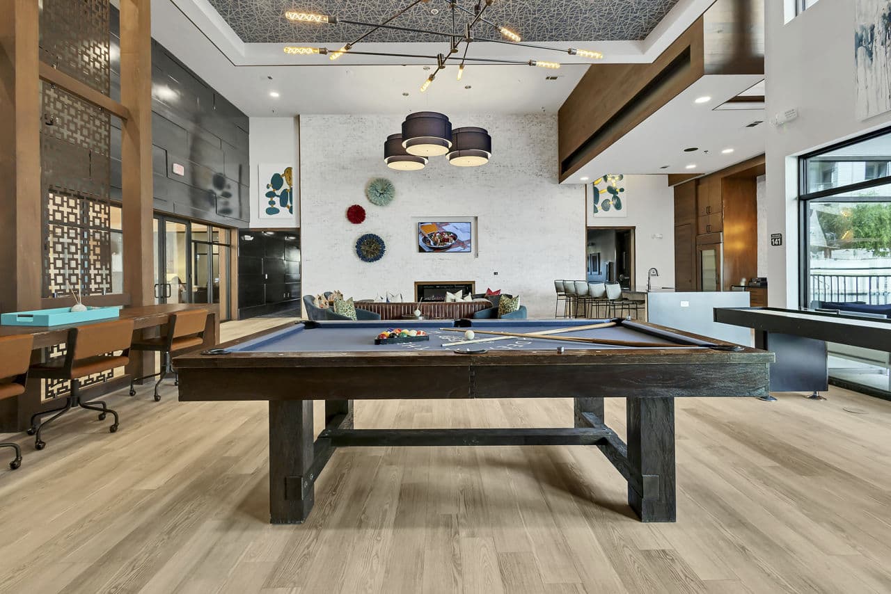 Game room with modern entertainment options