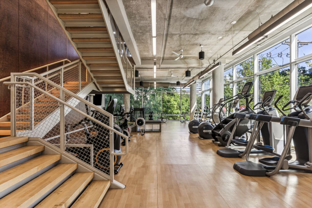 Fitness center at Gallery at Turtle Creek Apartments