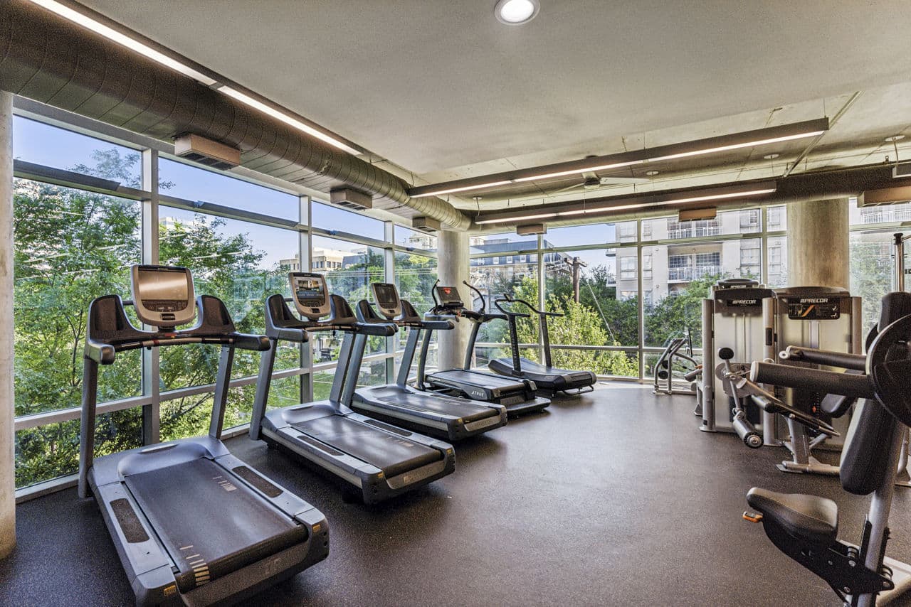 Fitness center at Gallery at Turtle Creek Apartments