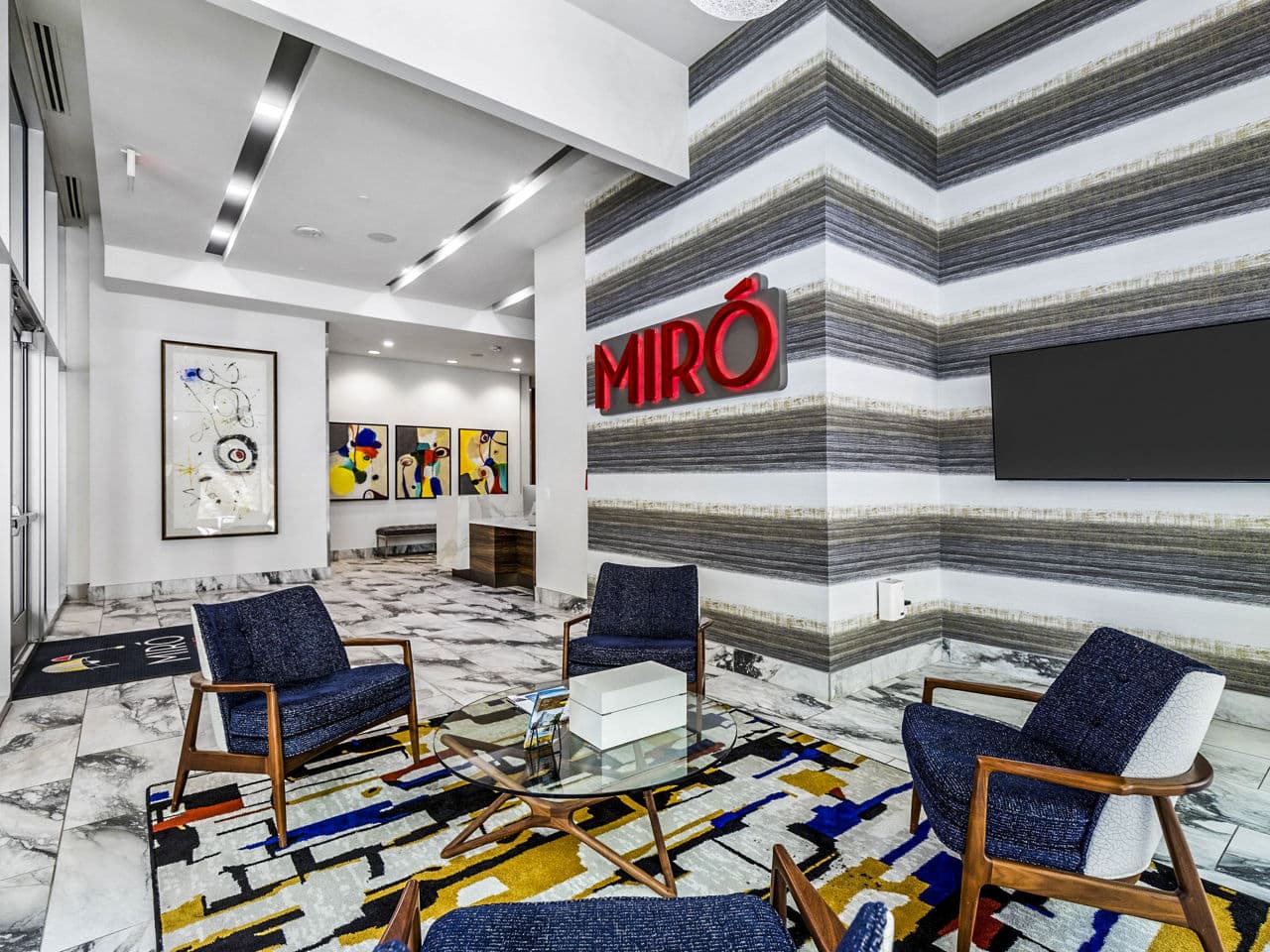 Clubhouse lobby with modern furnishings