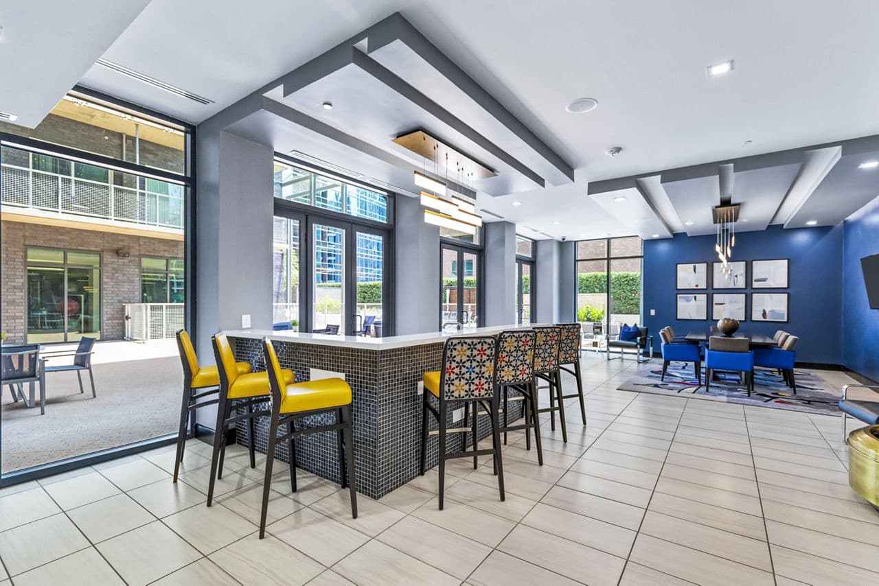 Stylish clubhouse lobby with contemporary design