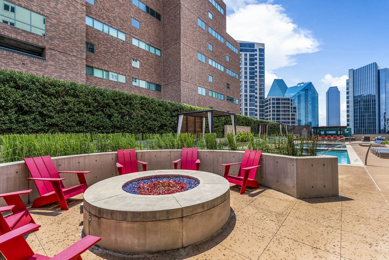 Fire pit on stylish patio