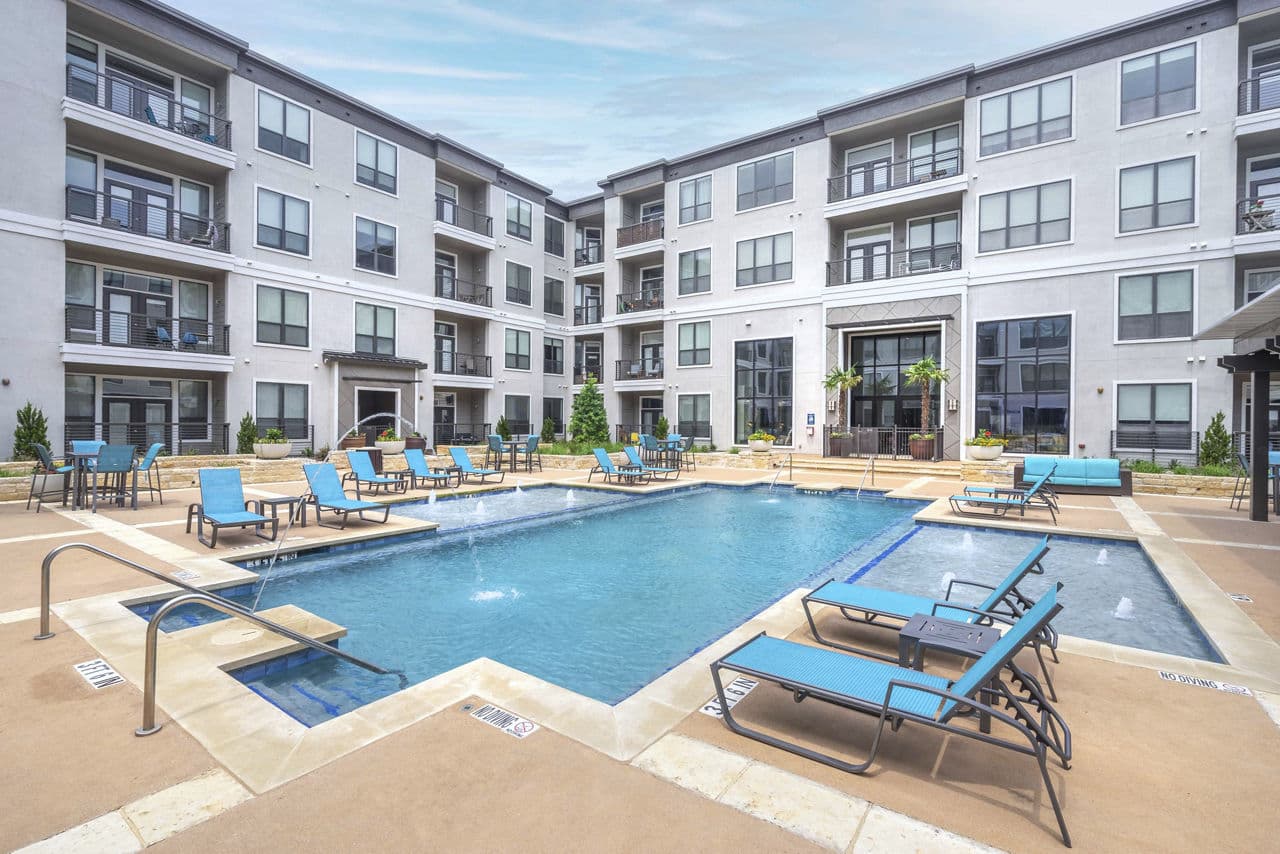Luxurious resort-style pool at Seville Uptown Apartments