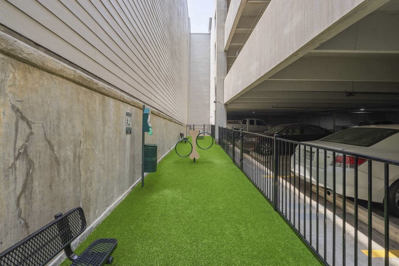 Dog-friendly play area at Seville Uptown Apartments