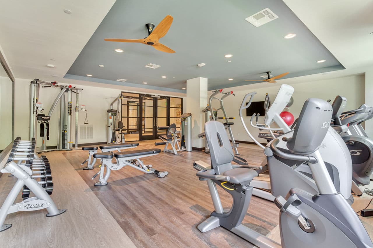 fitness center at The Laurel Preston Hollow Apartments