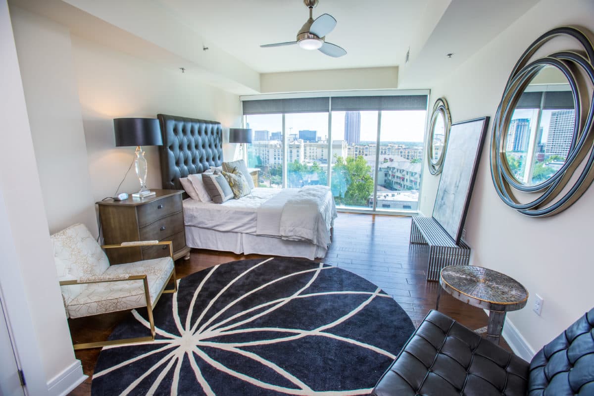 Apartment home with floor-to-ceiling windows